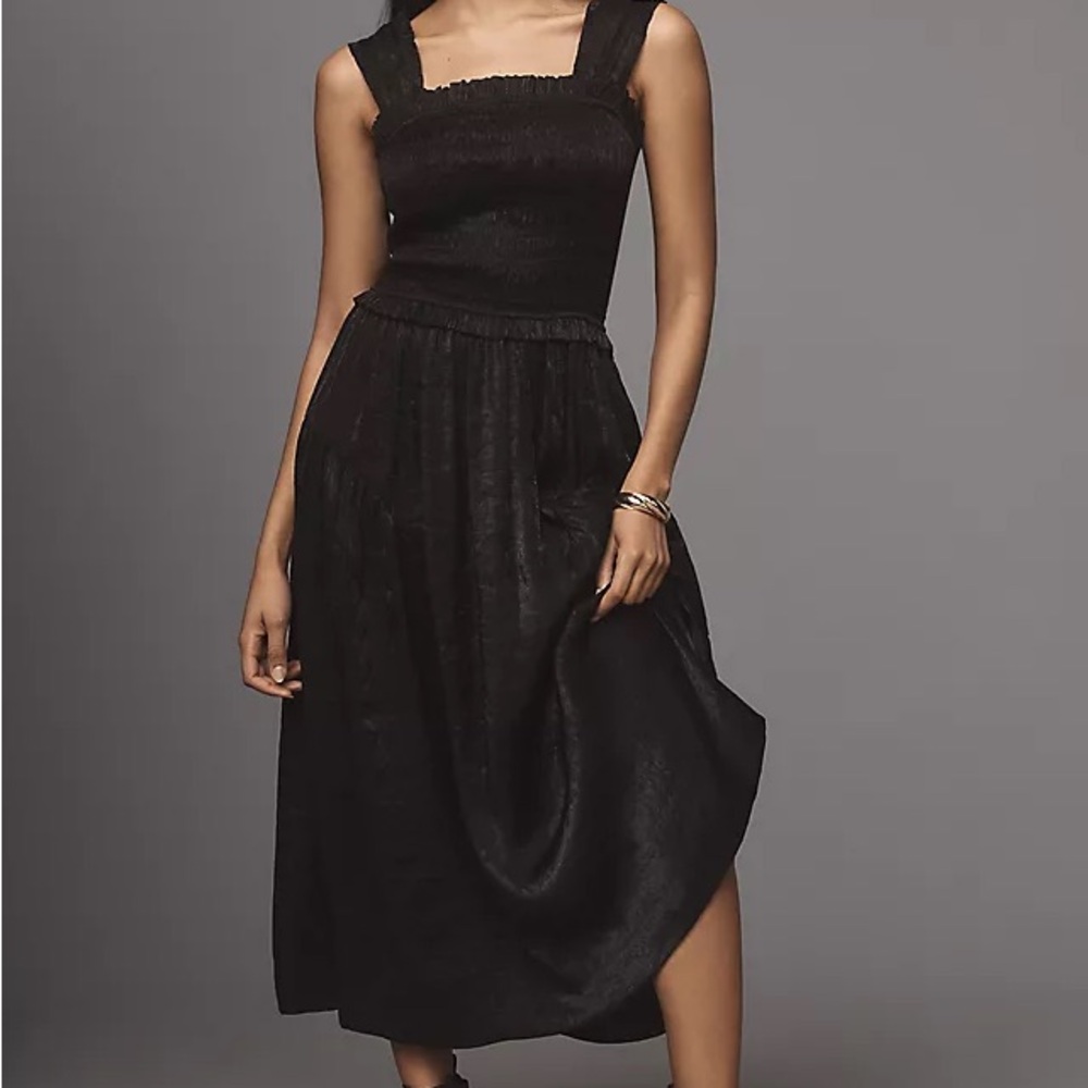 Damson Madder Violet Satin Midi Dress – Black – NWT – Size 6